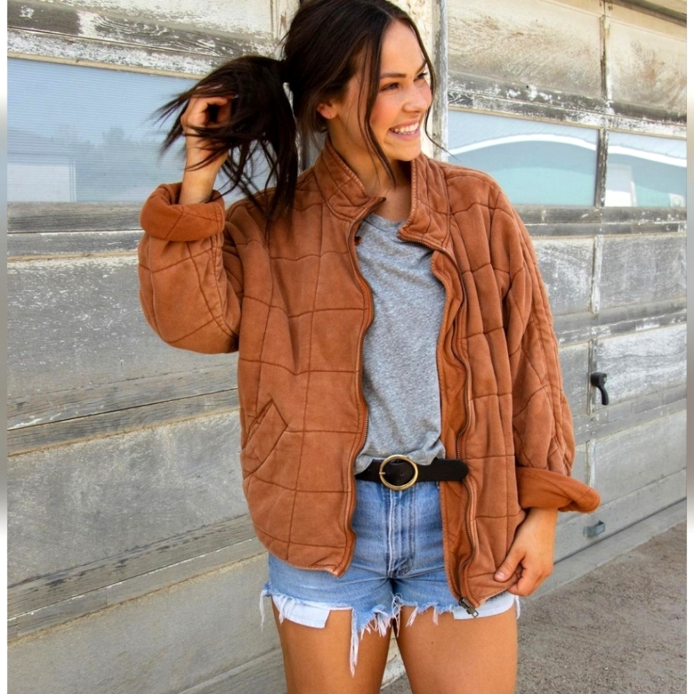 Free People Brown Quilted Jacket